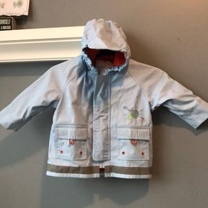 Kushies Toddler raincoat in blue w/ orange lining